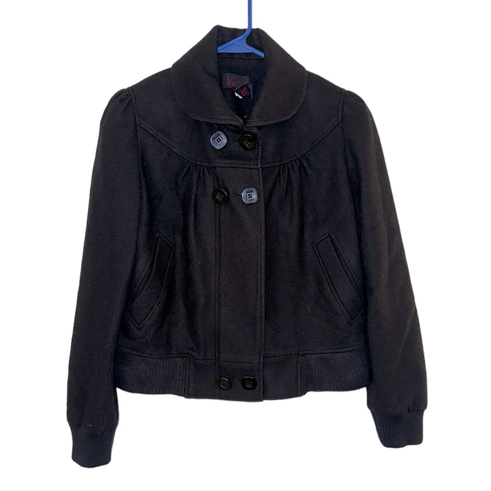 Women’s Black Via Girly/Feminine Super Warm Collared Coat. Dry Clean. Size S.